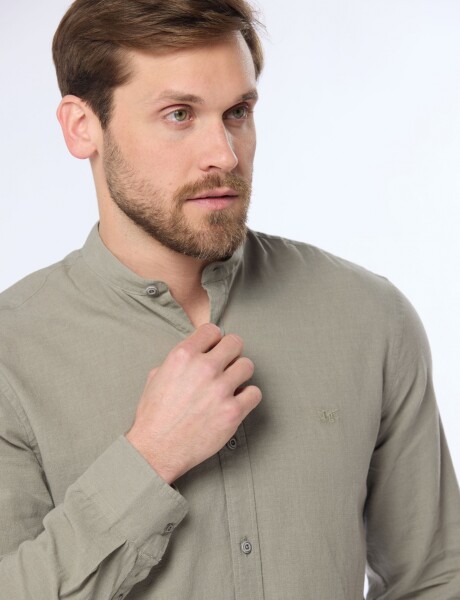 CAMISA DE LINO CUELLO MAO Verde