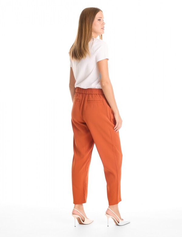 Pantalon Relaxed Fit & Cintura Elástica Posterior ANARANJADO