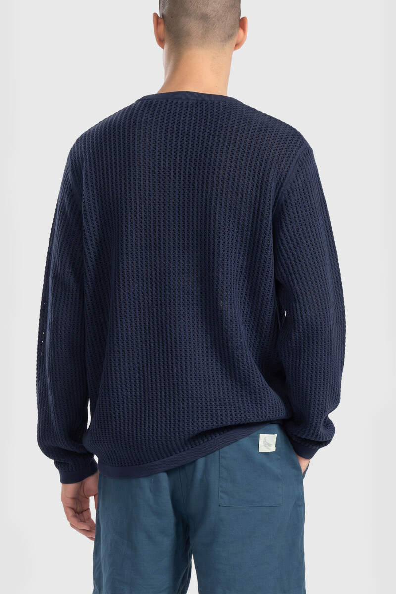 LONG SLEEVE KNITTED SHIRT Navy