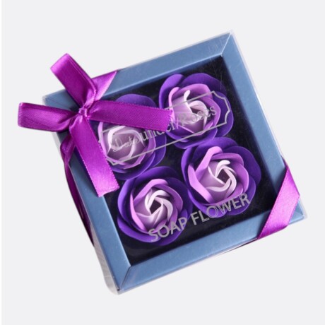 Set Arreglo De Jabones Diseño Rosas x4 Violeta
