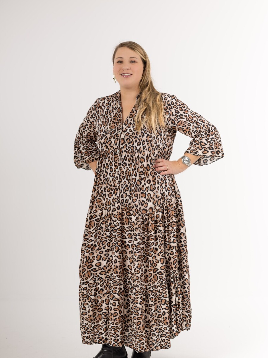 Vestido largo animal print Made in Italy Vestido largo animal print Made in Italy