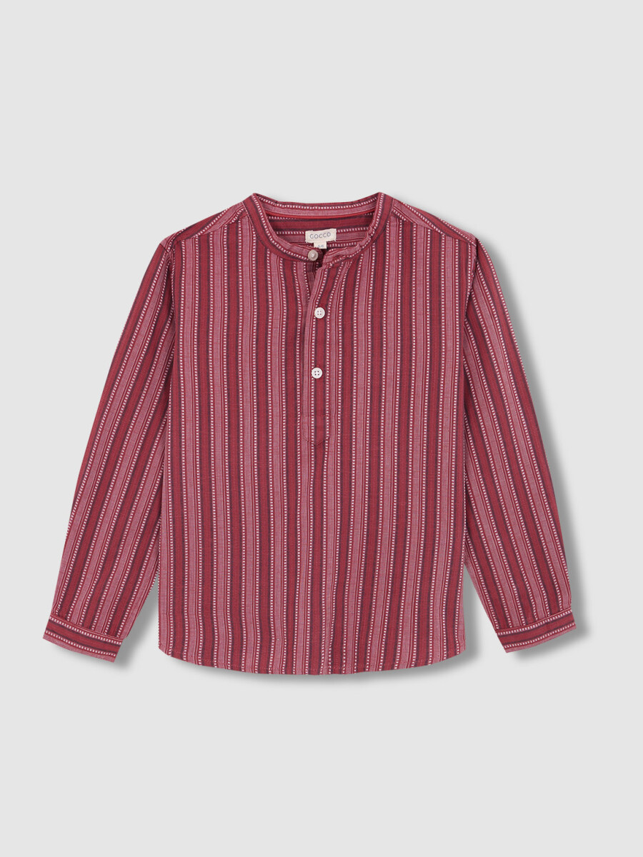 Camisa Mao Rayas Berenjena