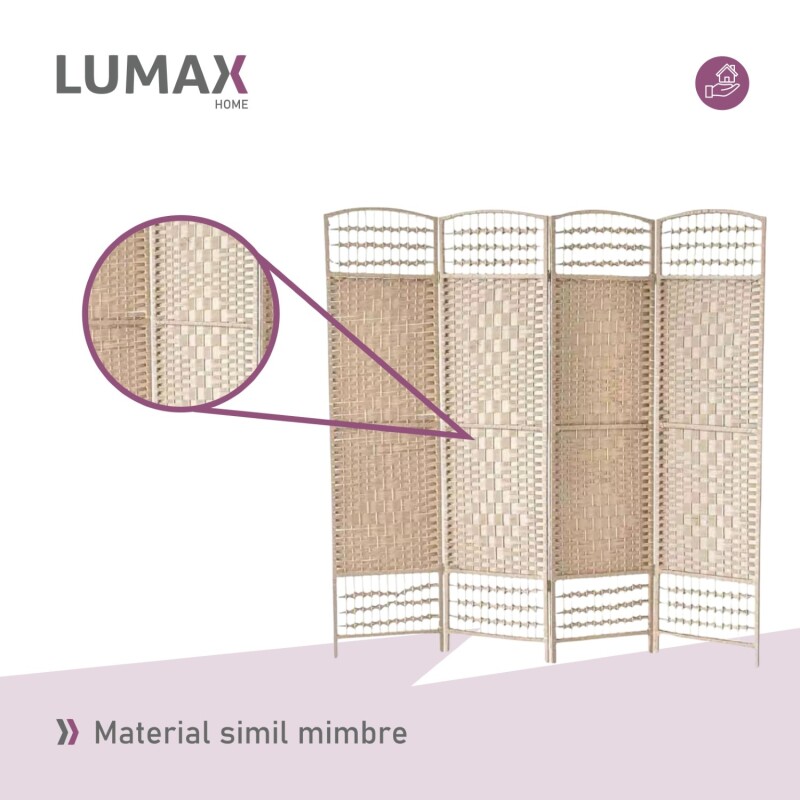 Biombo separador de rattan 1.8 mts Beige