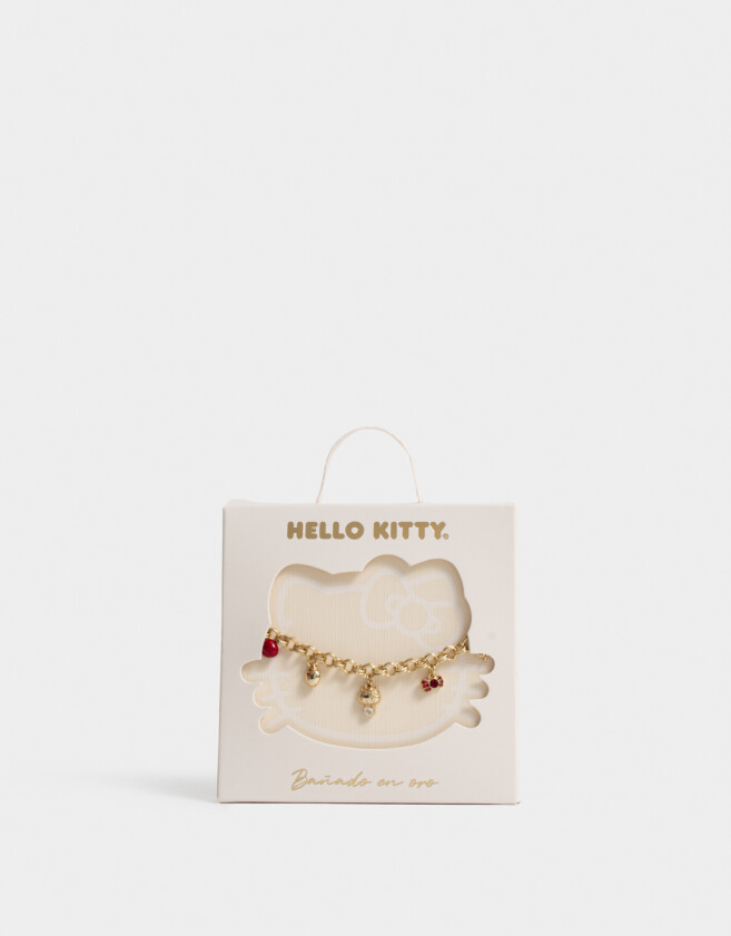 Pulseras Flexibles Premium Gold Pulsera Bañada En Oro "hello Kitty" - Dorado