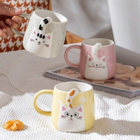 Taza De Cerámica De Diseño Gatito Gris