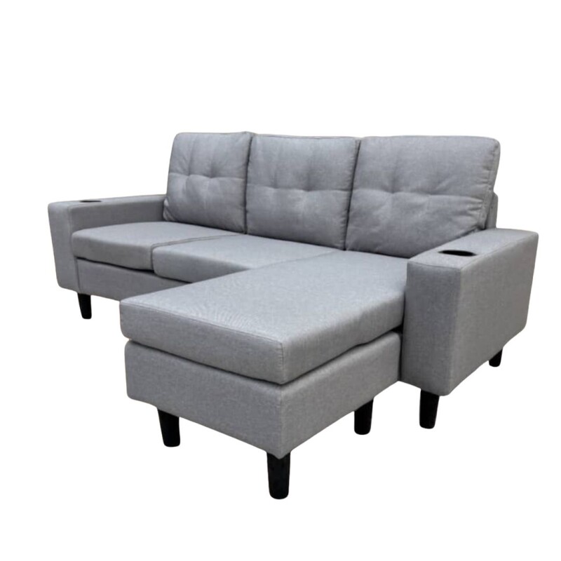 Sofá 3 Cuerpos Chaine Tela Gris Sofá 3 Cuerpos Chaine Tela Gris