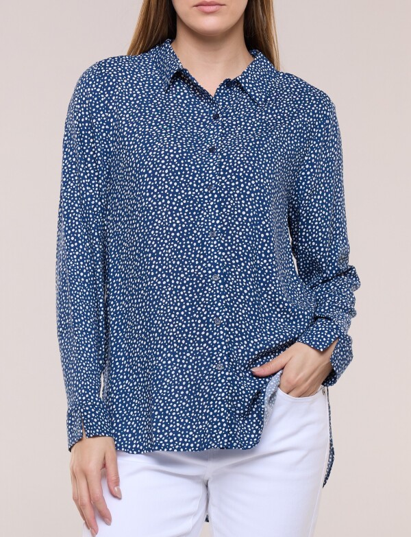 Camisa Holgada Estampada AZUL/BLANCO