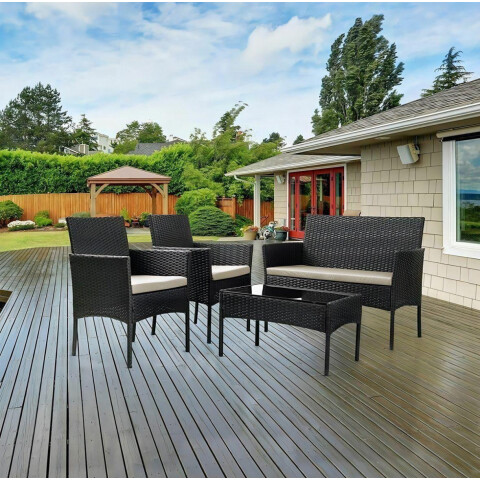 SET LIVING EXTERIOR RATTAN SINTETICO Y ACERO NEGRO SET LIVING EXTERIOR RATTAN SINTETICO Y ACERO NEGRO