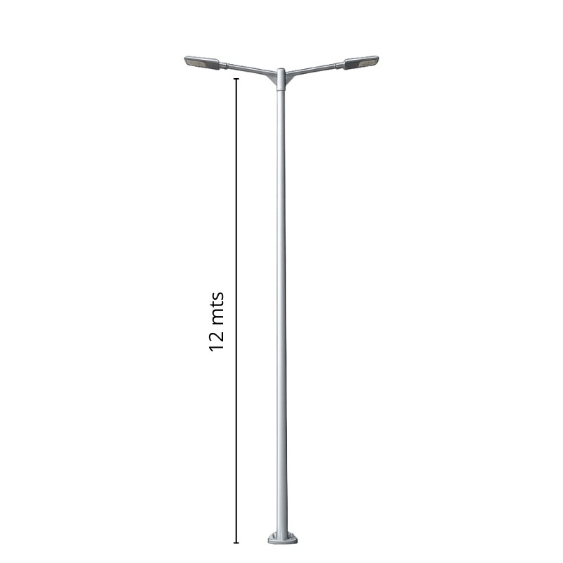 Columna 12mt con dos Brazos Blanca Columna 12mt Con Dos Brazos Gris