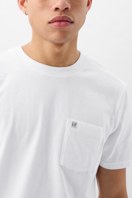Remera Con Bolsillo Logo Gap Hombre Optic White V6