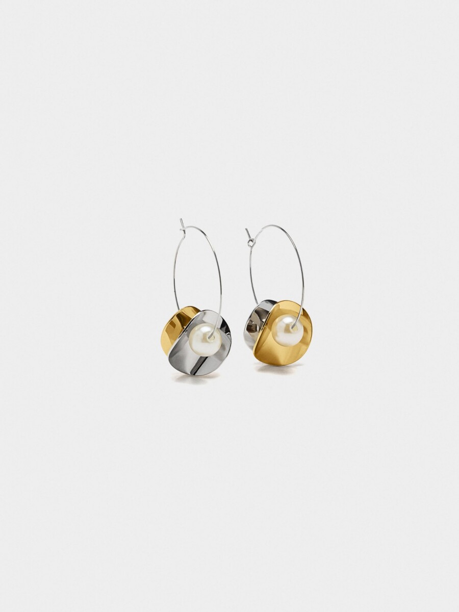 Aros De Pétalos Bicolor Con Perlas bicolor