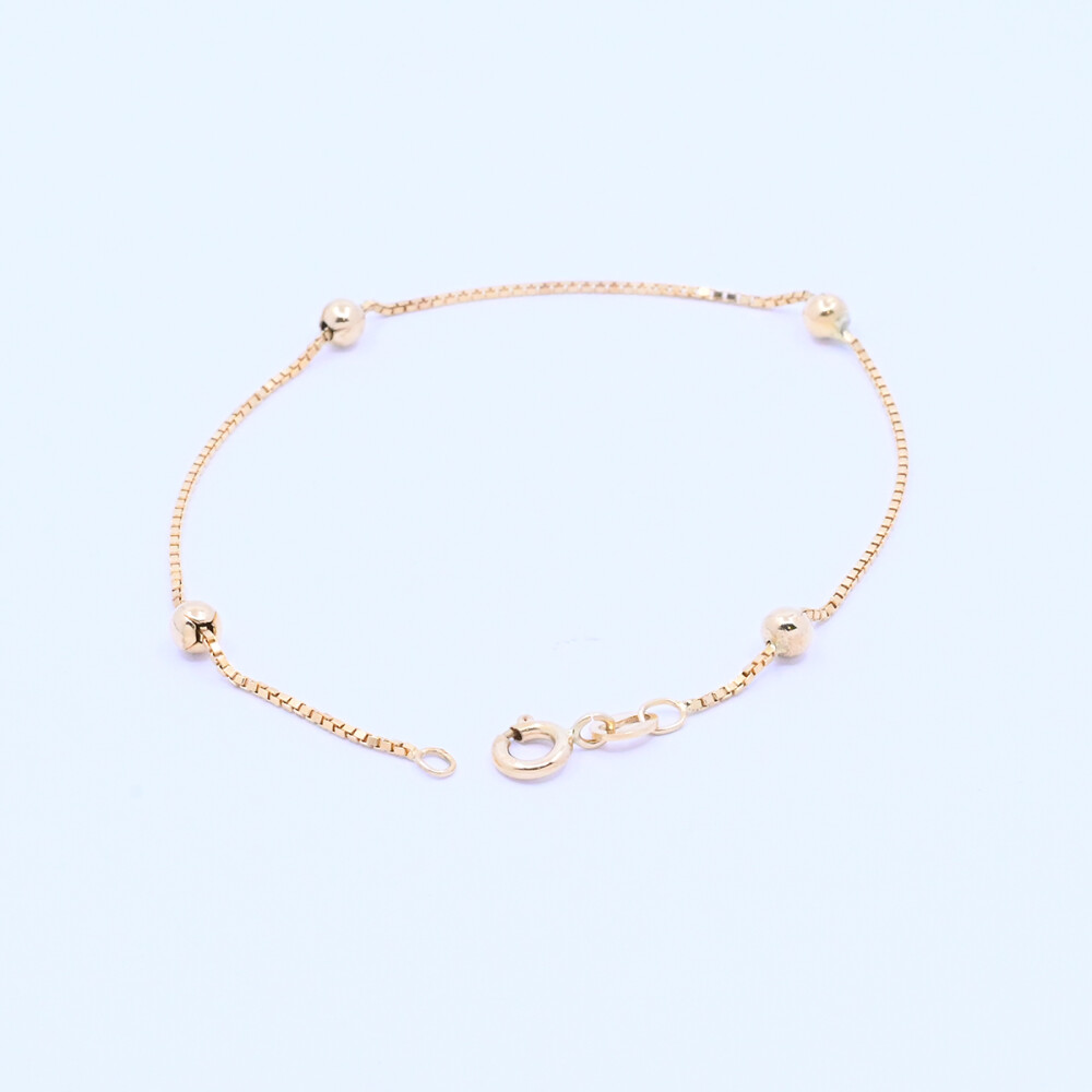 Pulsera oro 18k veneciana con bolitas. Pulsera oro 18k veneciana con bolitas.