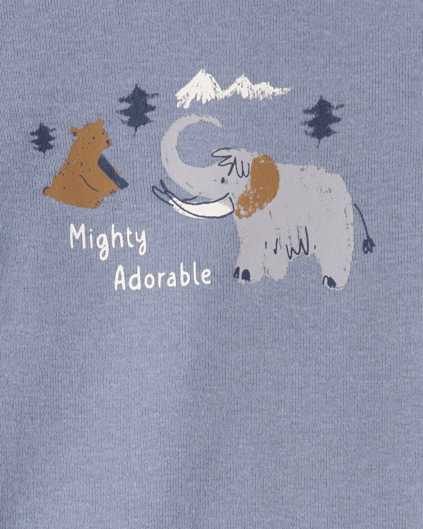 Set tres piezas de algodón, pantalón y dos bodies, azul y blanco, diseño elefante Sin color