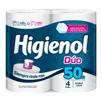 Papel Higiénico Higienol Duo C/aloe 50mts. Papel Higiénico Higienol Duo C/aloe 50mts.