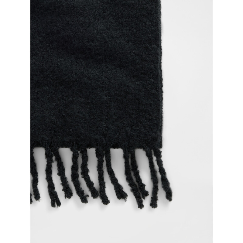 V-BRUSHED FRINGE SCARF BLACK 1