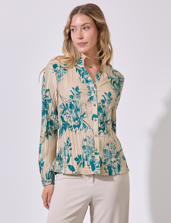 Blusa Plisada Print MULTI/VERDE