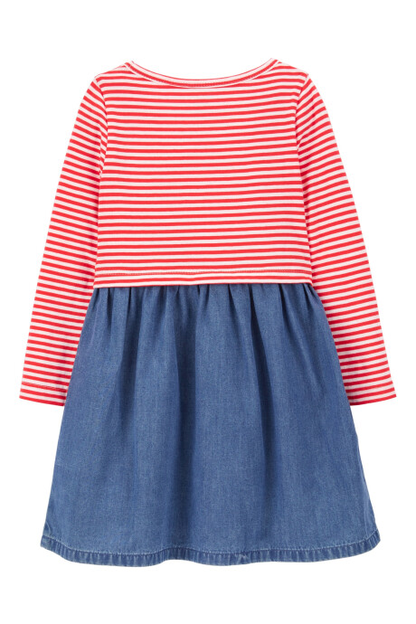 Vestido de algodón con falda tipo jean Sin color