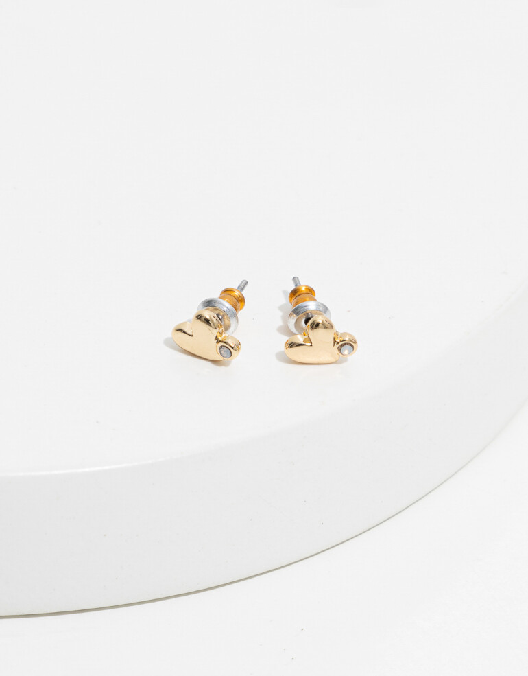 Aros Pasantes Strass Aros Pasantes De Corazón - Dorado
