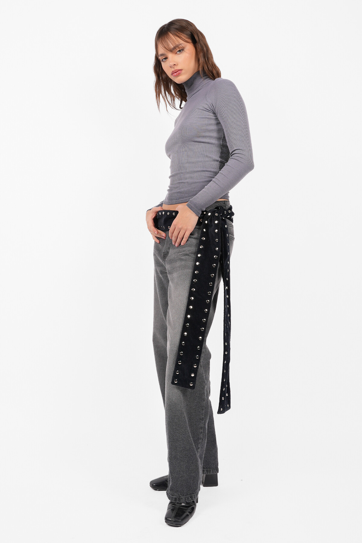 Top Polera Patch Gris