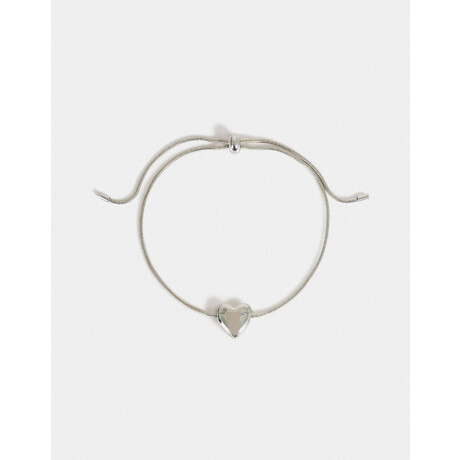 Pulseras Flexibles Con corazón Plateado