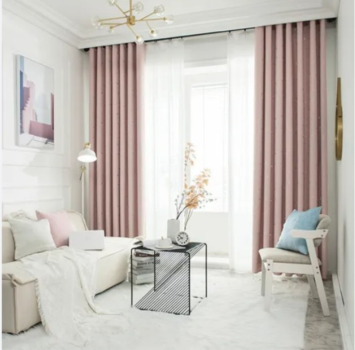 Cortina Convencional en Black Out Rosa textura pana 
