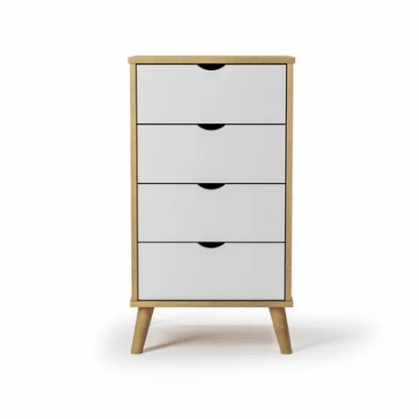 Cómoda en madera maciza con patas - 4 cajones BLANCO
