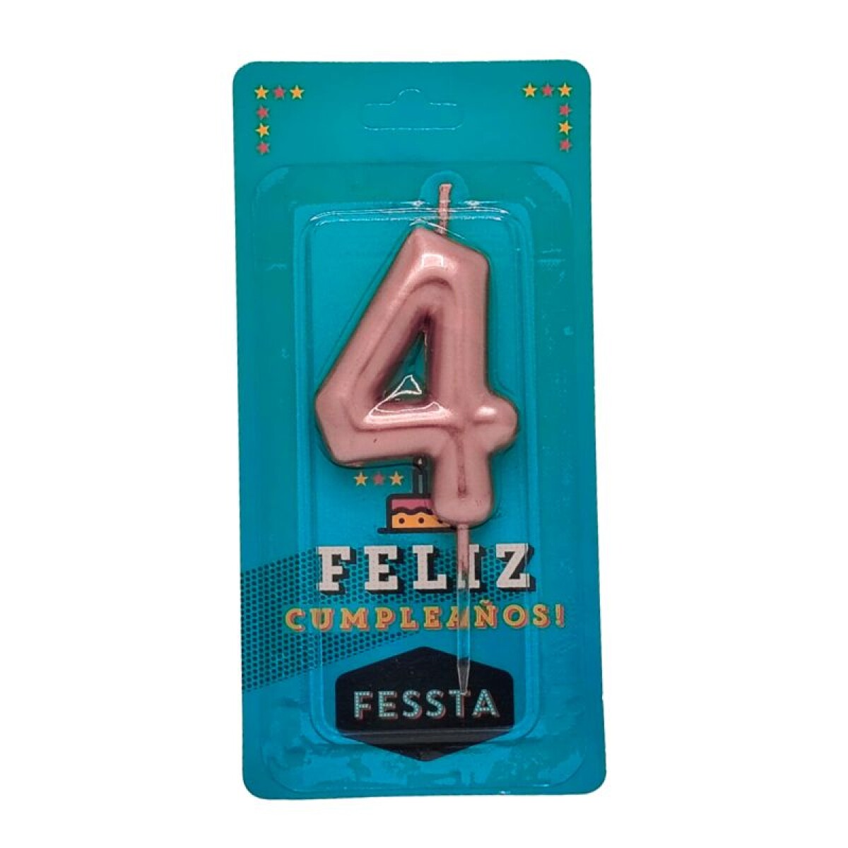 Vela Fessta Número Metalizada Rosa Oro - CUATRO 