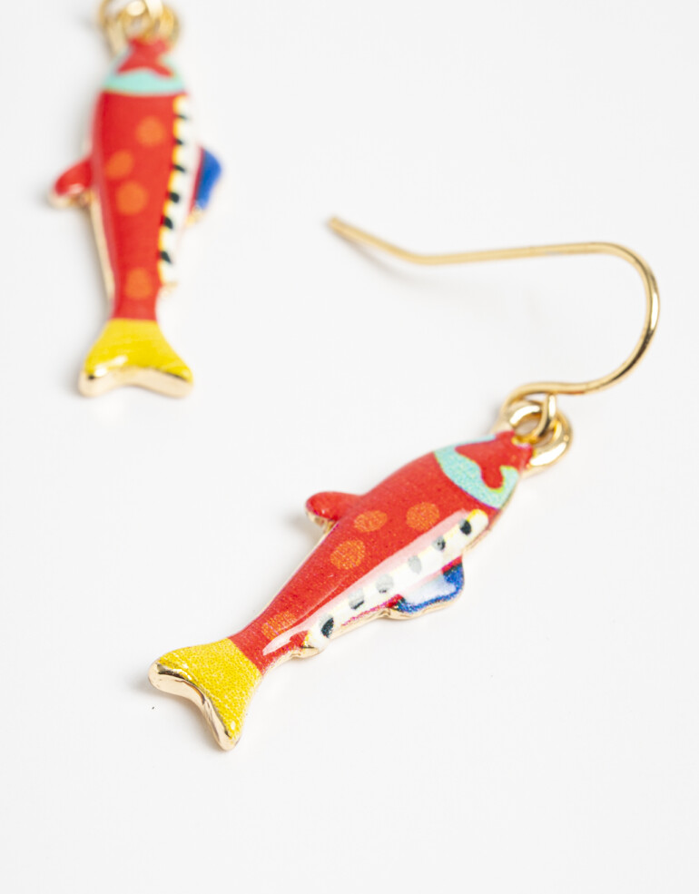 Aros Colgantes Cortos Color Aros Cortos Sardina - Combinacion Multicolor