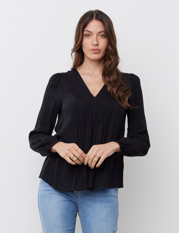 Blusa Plisada NEGRO