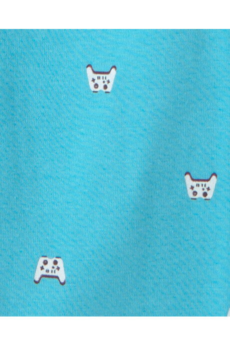 Pijama cuatro piezas de algodón, diseño pie grande y videojuegos Sin color