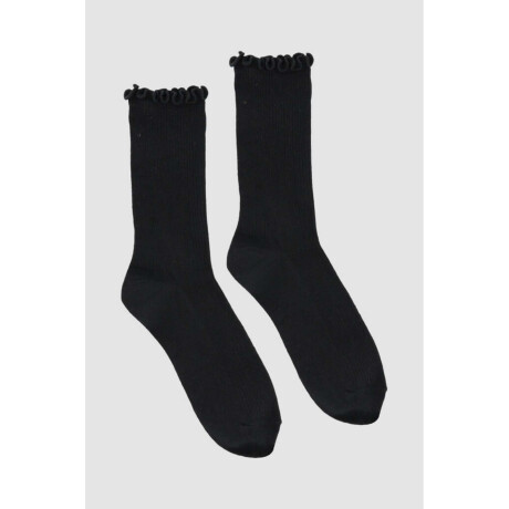 Medias de algodón dama. con terminacion en puño con volado. Negro