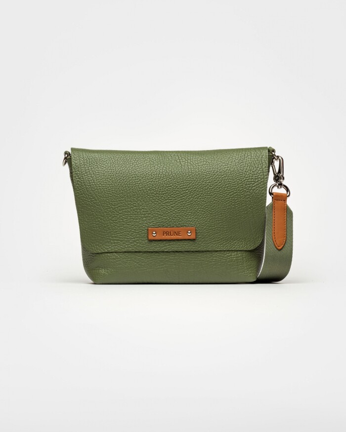 Bandolera New Nina en cuero graneado Verde