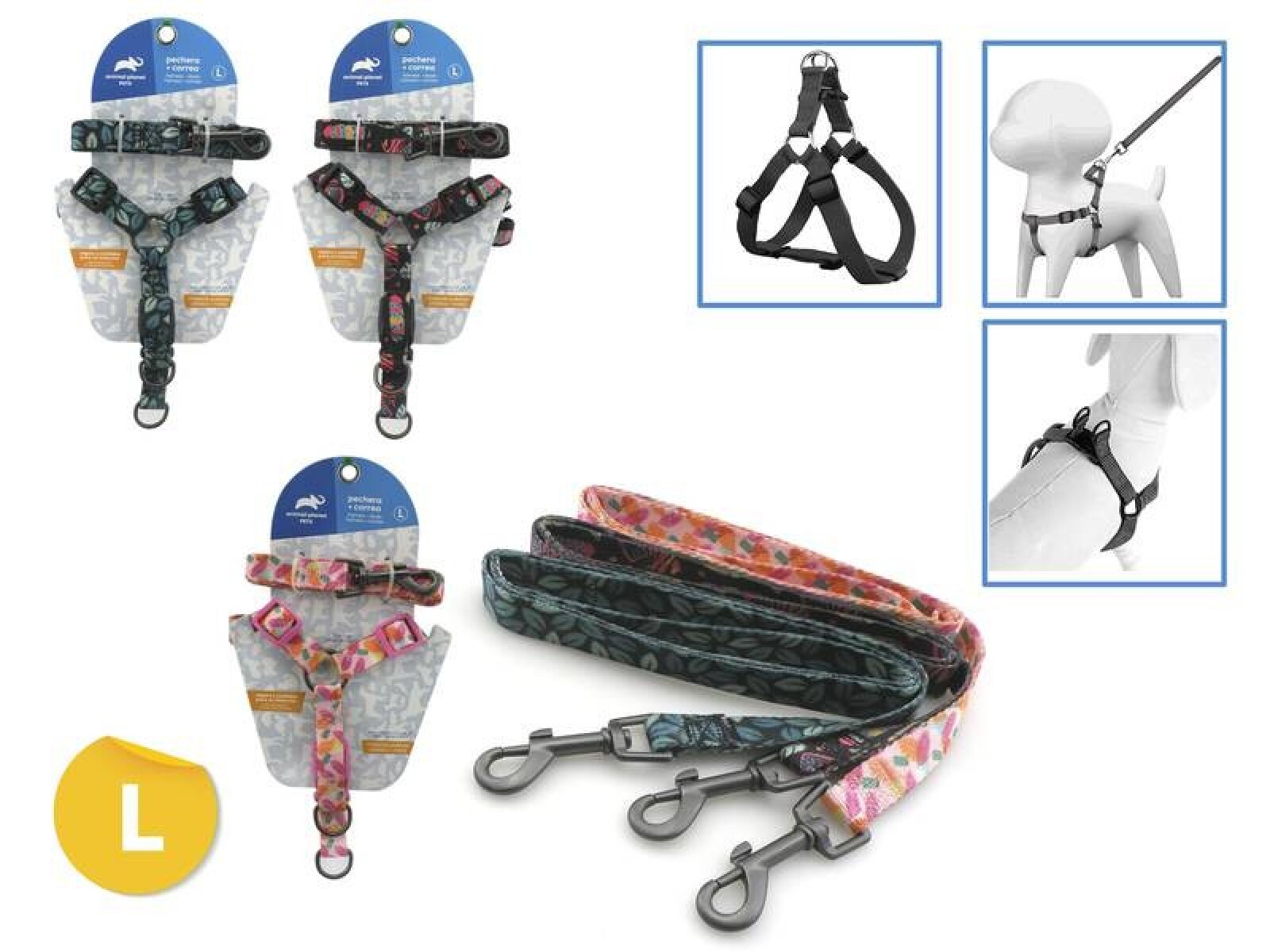 ARNÉS + CORREA PARA MASCOTAS L 