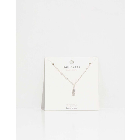 Collar Con Dije De Gota Plateado Rodio
