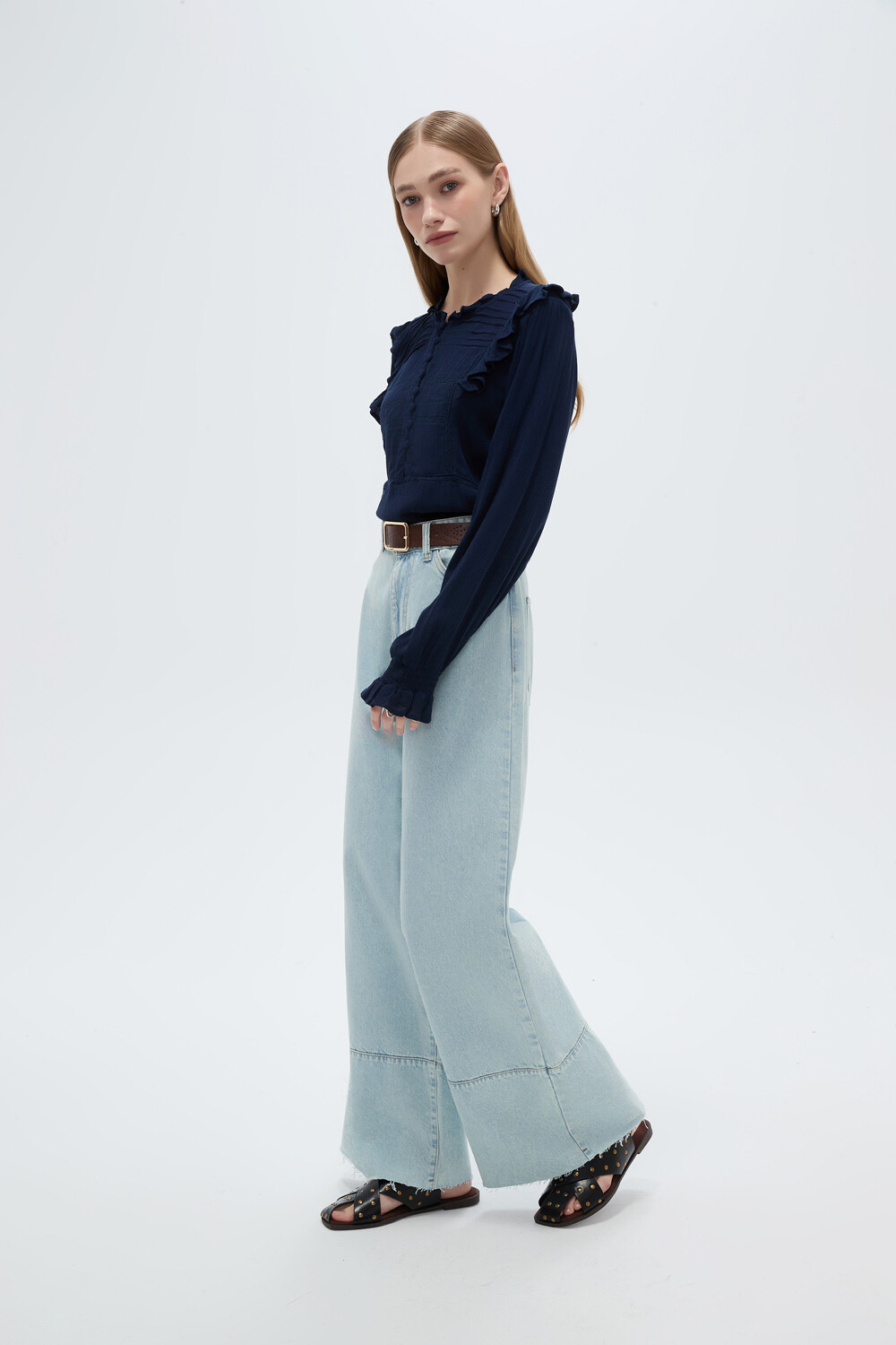 Pantalon Pano Celeste Grisaceo