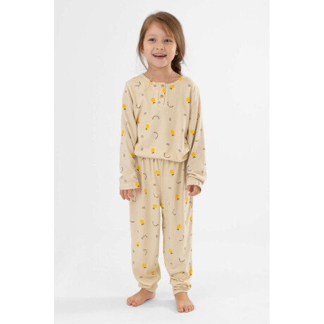Pijama infantil hello lemons Marfil