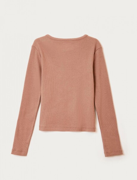BLUSA MANGA LARGA INFANTIL CON BORDADO MARRÓN