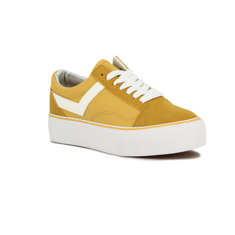 Pony Champion Old School Plataforma Casual Lona-Gamuza Yellow Amarillo