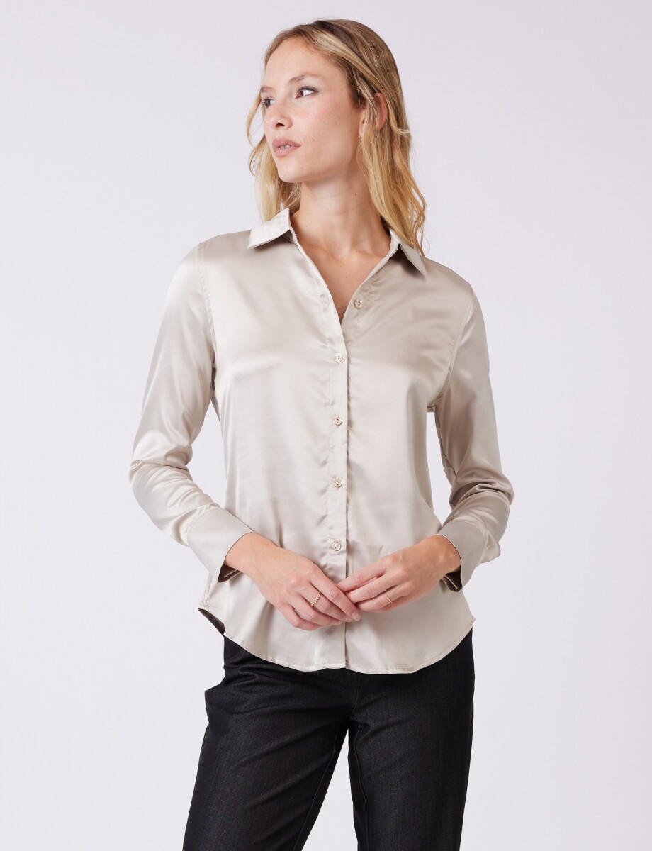 Camisa Saten - Beige 