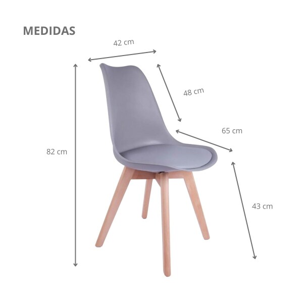 Silla De Comedor Set X4 Eames Nordica De Madera Nueva Asiento Acolchado Relleno Espuma Nuevo Imback Color Gris Silla De Comedor Set X4 Eames Nordica De Madera Nueva Asiento Acolchado Relleno Espuma Nuevo Imback Color Gris