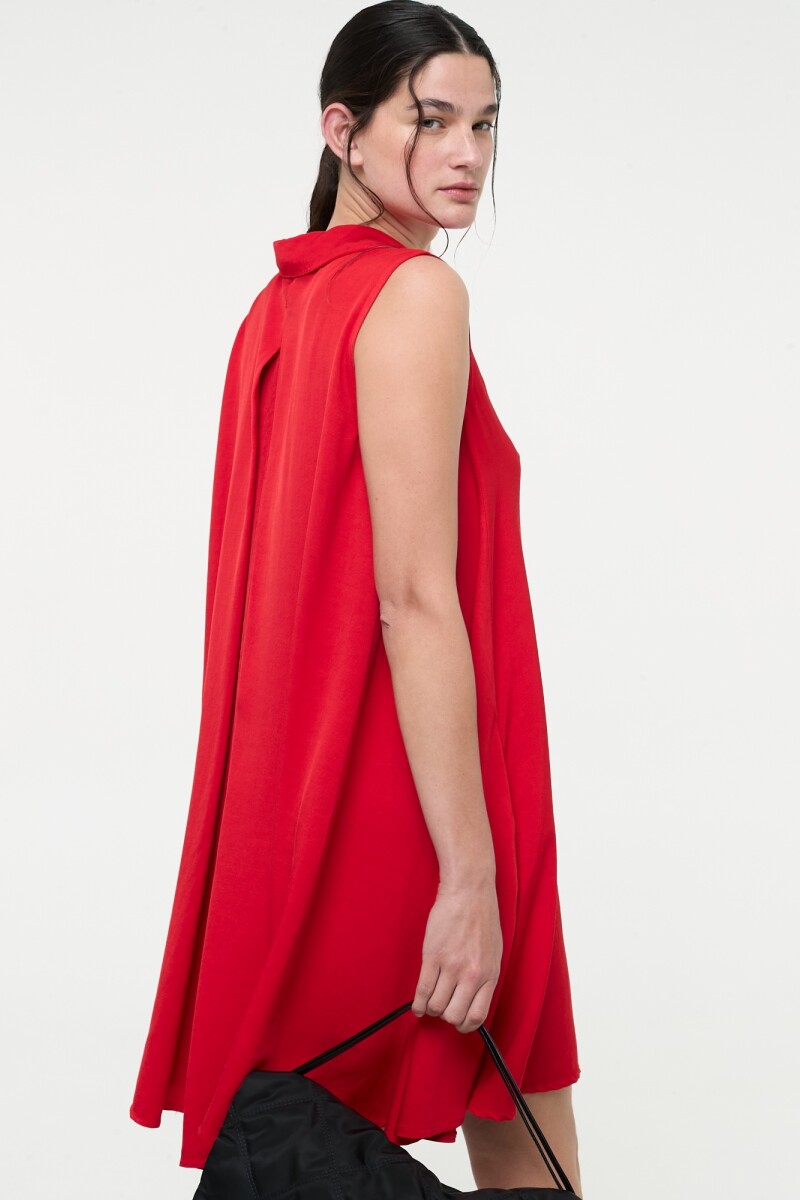 VESTIDO CORTO CON CUELLO Rojo