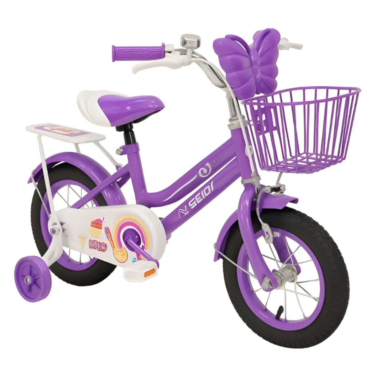 Bicicleta Butterfly con música y luces Rodado 12 - Violeta 