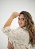 Camisa broderie Beige