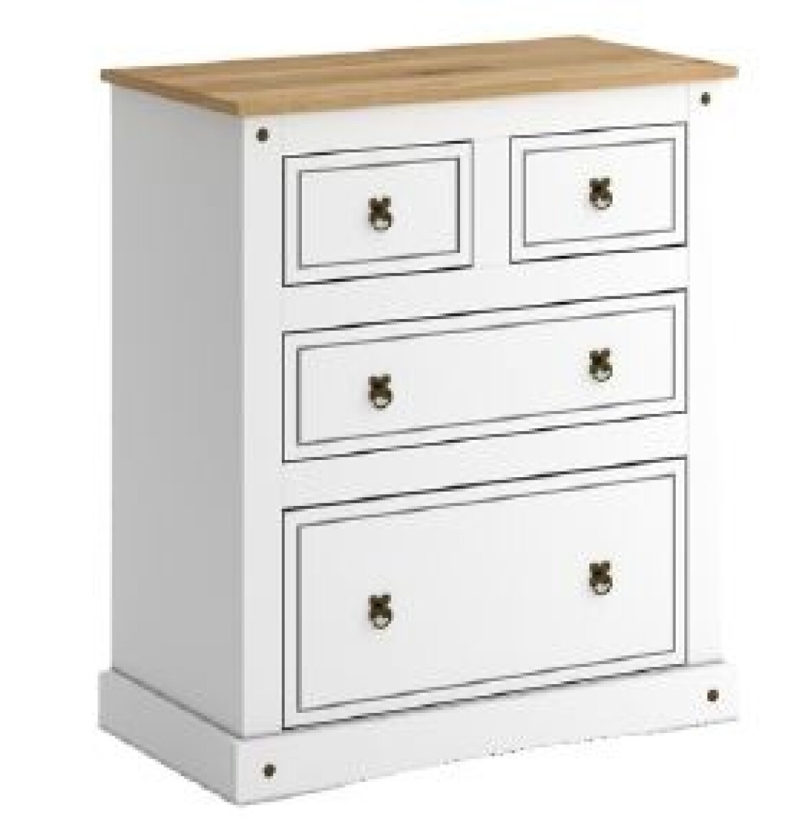 Comoda Rustica 4 Cajones Blanco 