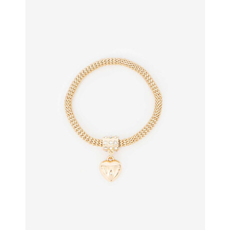 Pulsera De Metal Con Dije De Corazón Dorado