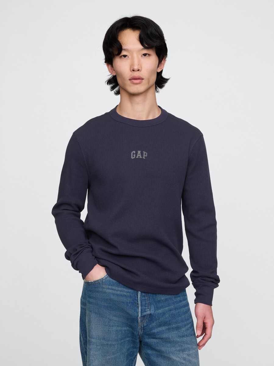 Remera Logo Gap Manga Larga - Navy Uniform 