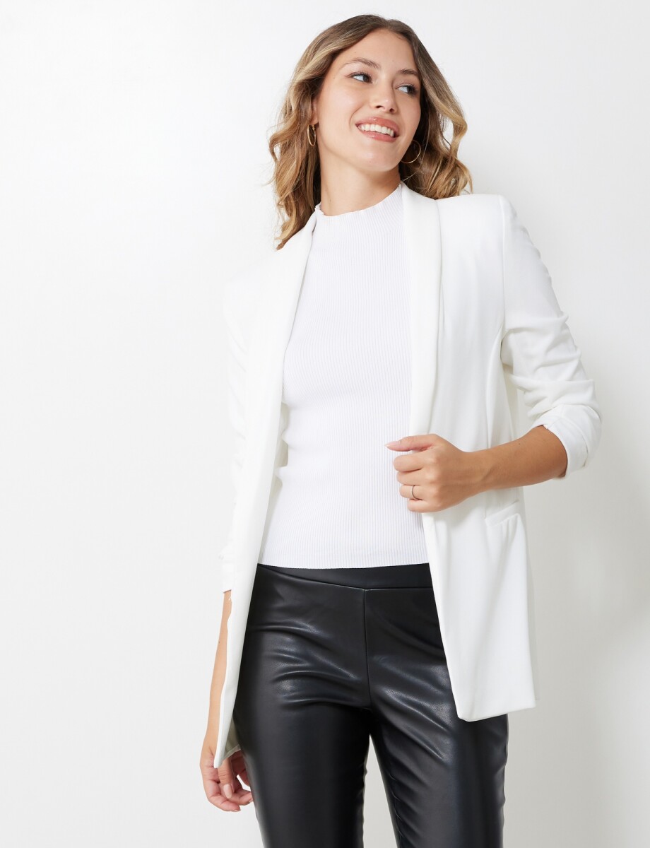 Blazer Crepe Manga Fruncida - Crudo 