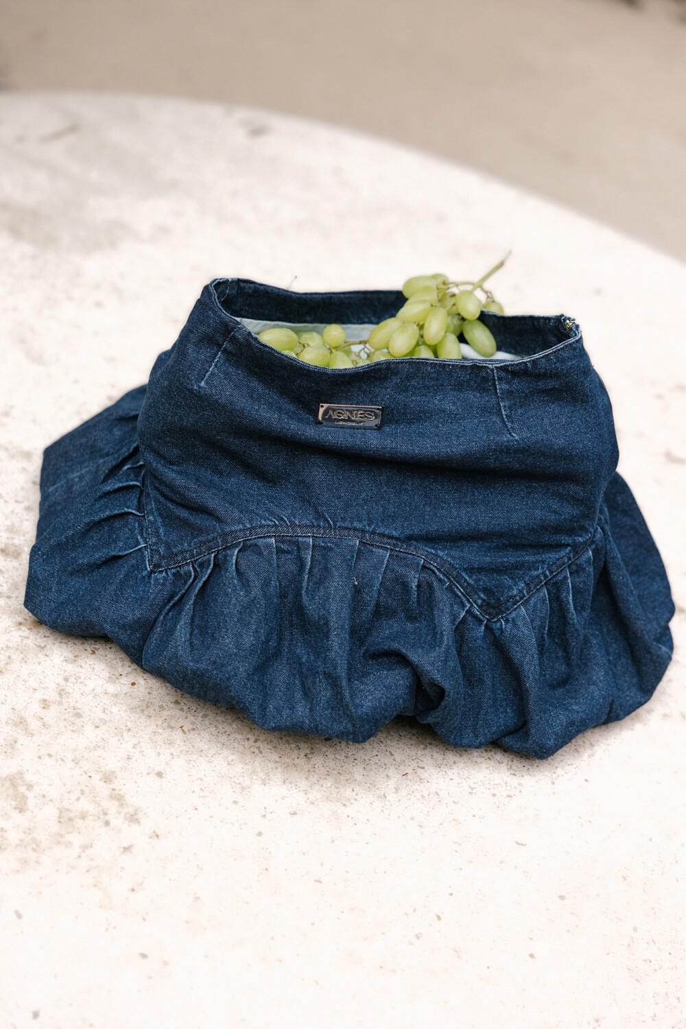 Balloon Skirt Vaquero Jean Oscuro