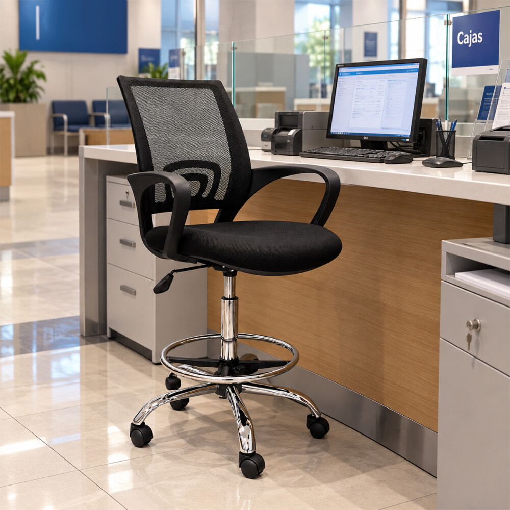 Silla Cajero Ergonomica Metal Ajustable Tela mesh Silla Cajero Ergonomica Metal Ajustable Tela mesh