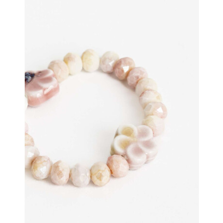 Pulsera Elástica Beads Y Dijes Para Niñas Rosa Bebe